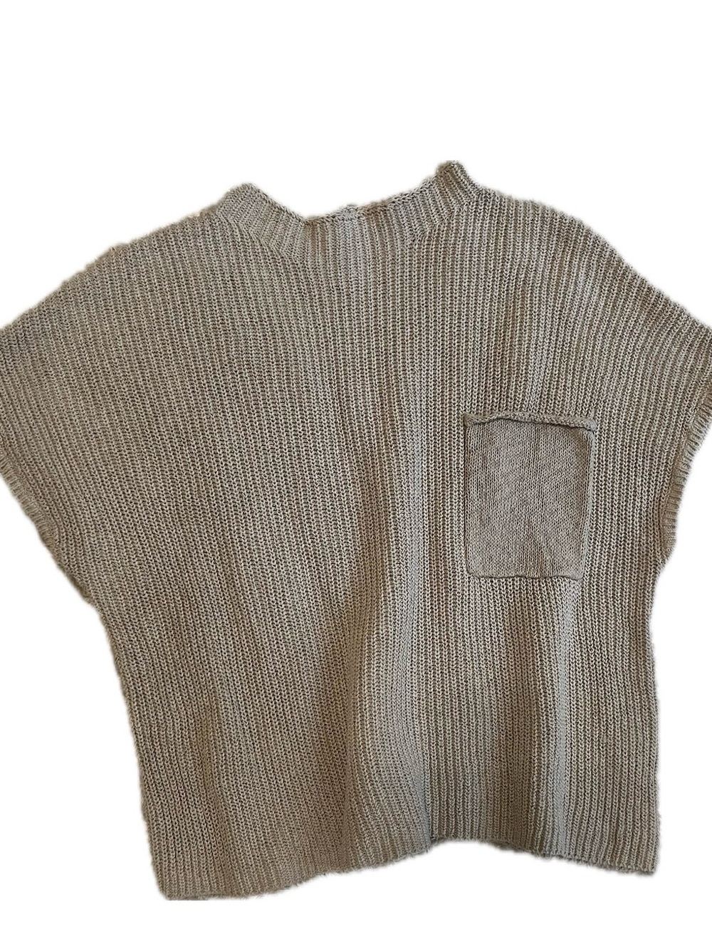 Free People FP Beach Taupe Crewneck Pocket Sweater Women’s Sz LG